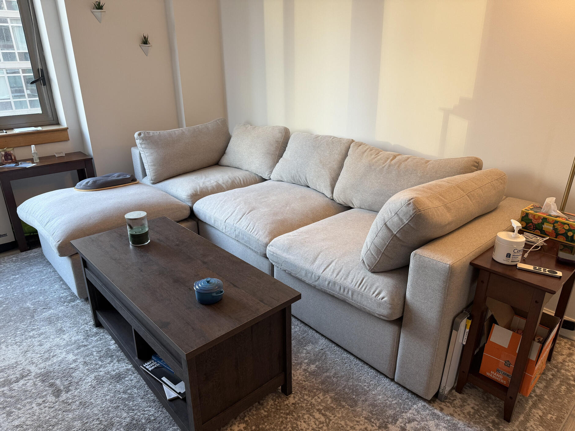 Couch AFTER Light Cleaning and Clothes Folded